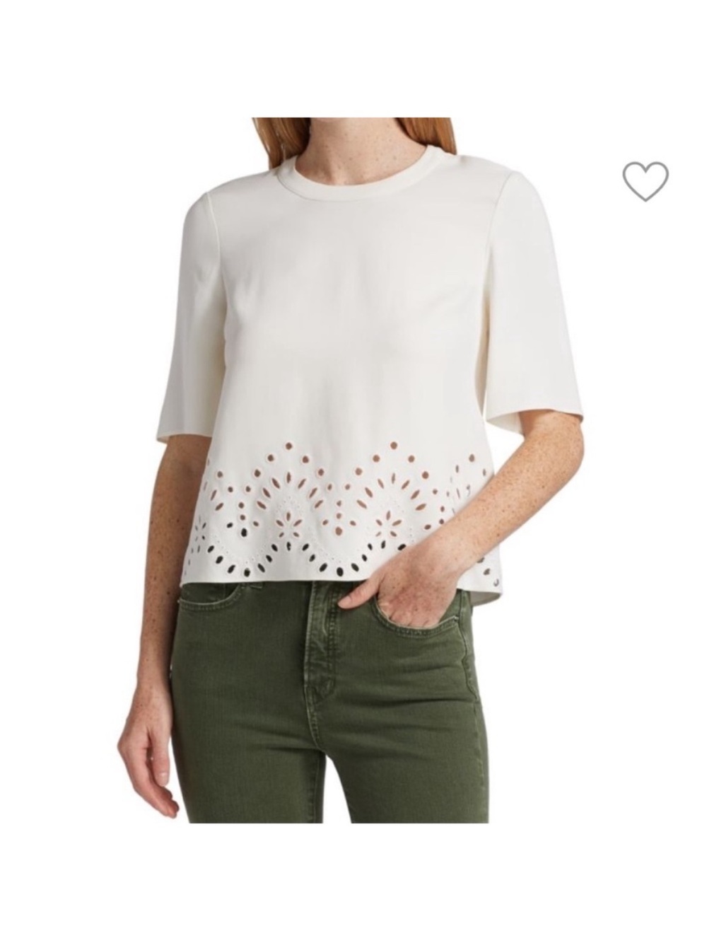 VERONICA BEARD Gray
Lasercut Top.
Size 8. Color: white